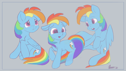 Size: 4038x2271 | Tagged: safe, artist:auroriia, derpibooru import, rainbow dash, pegasus, pony, cute, dashabetes, female, mare, multeity, signature, sketch, sketch dump, solo