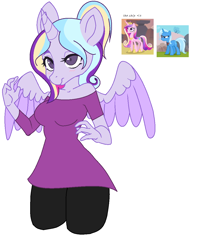 Size: 944x1168 | Tagged: safe, artist:twitter247, derpibooru import, screencap, princess cadance, trixie, oc, anthro, female, infidelity, lesbian, magical lesbian spawn, offspring, parent:princess cadance, parent:trixie, parents:tridance, screencap reference, shipping, simple background, tridance, white background