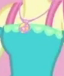 Size: 1920x2256 | Tagged: safe, derpibooru import, screencap, fluttershy, better together, equestria girls, outtakes (episode), boobshot, breasts, cropped, female, geode of fauna, jewelry, magical geodes, necklace, pictures of chests, solo