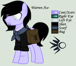 Size: 1280x1116 | Tagged: safe, artist:lominicinfinity, derpibooru import, oc, oc:warren ace, earth pony, pony, bag, male, reference sheet, saddle bag, simple background, solo, stallion