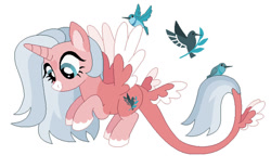 Size: 1024x636 | Tagged: safe, artist:kabuvee, derpibooru import, oc, alicorn, pony, female, mare, simple background, solo, tail wings, white background