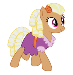 Size: 2886x2970 | Tagged: safe, artist:three uncle, derpibooru import, prairie belle, earth pony, pony, the summer sun setback, appleloosa resident, background pony, clothes, dress, female, flower, flower in hair, mare, simple background, smiling, solo focus, transparent background, vector