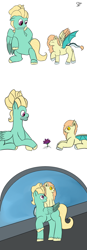 Size: 780x2240 | Tagged: safe, artist:schumette14, derpibooru import, zephyr breeze, oc, oc:epiphyllum, next generation, offspring, parent:fluttershy, parent:rockhoof, parents:rockshy, story, story in the source, story included, uncle, uncle and nephew