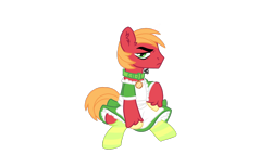 Size: 1294x795 | Tagged: safe, alternate version, artist:tooadorablebean, derpibooru import, big macintosh, earth pony, pony, annoyed, apron, big macintosh is not amused, clothes, collar, commission, crossdressing, dress, maid, male, simple background, sitting, socks, solo, stallion, striped socks, transparent background, unamused, unshorn fetlocks, ych result