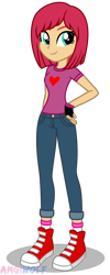 Size: 654x1634 | Tagged: safe, artist:amgiwolf, derpibooru import, oc, oc only, equestria girls, clothes, converse, female, fingerless gloves, gloves, hand on hip, pants, shirt, shoes, simple background, smiling, solo, t-shirt, transparent background