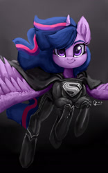 Size: 1280x2048 | Tagged: safe, artist:raphaeldavid, derpibooru import, twilight sparkle, twilight sparkle (alicorn), alicorn, pony, looking at you, smiling, solo, superman