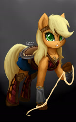 Size: 1280x2048 | Tagged: safe, artist:raphaeldavid, derpibooru import, applejack, earth pony, pony, armor, lasso, looking at you, rope, solo, wonder woman