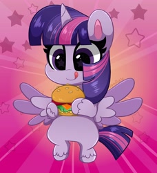 Size: 3733x4096 | Tagged: safe, artist:kittyrosie, derpibooru import, twilight sparkle, twilight sparkle (alicorn), alicorn, pony, my little pony: pony life, burger, cute, digital art, female, food, mare, smiling, solo, starry eyes, that pony sure does love burgers, twiabetes, twilight burgkle, wingding eyes