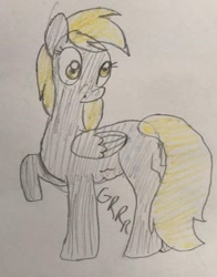 Size: 501x640 | Tagged: safe, artist:powerpup97, derpibooru import, derpy hooves, pegasus, hunger, hungry, sketch, solo, starving, stomach growl, stomach noise, traditional art