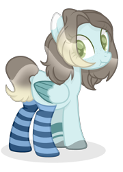 Size: 1612x2239 | Tagged: safe, artist:reptaurdrawsmlp, derpibooru import, oc, oc only, pegasus, pony, clothes, female, mare, nose wrinkle, simple background, socks, solo, striped socks, transparent background, two toned wings, wings