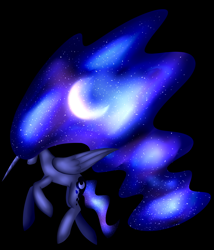 Size: 1740x2030 | Tagged: safe, artist:ladylullabystar, derpibooru import, princess luna, alicorn, pony, ethereal mane, moon, solo