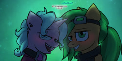 Size: 1280x640 | Tagged: safe, artist:captainhoers, derpibooru import, oc, oc only, oc:atom smasher, oc:candy chip, cyborg, pegasus, unicorn, the sunjackers, blushing, candysmasher, cyberpunk, female, imminent kissing, looking at you, mare, prosthetic limb, prosthetics