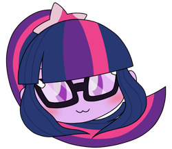 Size: 740x640 | Tagged: safe, alternate version, artist:batipin, derpibooru import, part of a set, sci-twi, twilight sparkle, equestria girls, :3, blushing, cute, glasses, ponytail, simple background, transparent background, twiabetes