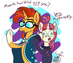 Size: 1358x1178 | Tagged: safe, artist:erenerakhard, derpibooru import, moondancer, sunburst, pony, unicorn, accessory swap, clothes, digital art, female, glasses, male, robe, shipping, simple background, straight, sunburst's robe, sundancer, transparent background