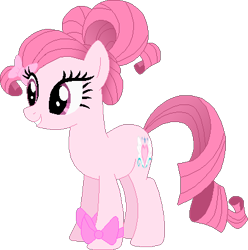 Size: 411x414 | Tagged: safe, artist:guruyunus17, artist:selenaede, derpibooru import, oc, oc only, oc:annisa trihapsari, earth pony, pony, base used, bow, earth pony oc, female, grin, gritted teeth, hair bow, mare, not rarity, pink body, pink hair, simple background, smiling, solo, transparent background, vector