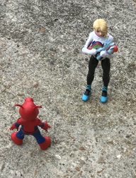 Size: 1260x1639 | Tagged: safe, artist:theanimefanz, derpibooru import, rainbow dash, gwen stacy, irl, marvel legends, photo, spider-gwen, spider-ham, spider-man: into the spider-verse, spiderham, toy