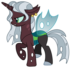 Size: 1280x1230 | Tagged: safe, artist:venomous-cookietwt, derpibooru import, oc, hybrid, female, interspecies offspring, offspring, parent:lord tirek, parent:queen chrysalis, parents:chrystirek, simple background, solo, transparent background