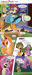 Size: 1300x3033 | Tagged: safe, artist:saturdaymorningproj, derpibooru import, applejack, spike, dragon, earth pony, comic:indecent blushes