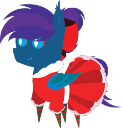 Size: 5795x6073 | Tagged: safe, artist:tikibat, derpibooru exclusive, derpibooru import, oc, oc only, oc:stardust, oc:stardust(cosmiceclipse), bat pony, pony, bat pony oc, bat wings, bow, christmas, clothes, crossdressing, dress, ear fluff, ears, fangs, frilly dress, hair bow, holiday, male, membranous wings, simple background, slit eyes, socks, solo, stallion, striped socks, transparent background, wings