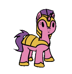 Size: 613x629 | Tagged: safe, artist:neuro, oc, oc only, pony, unicorn, animated, armor, dancing, female, gif, gray background, guardsmare, helmet, hoof shoes, horn, mare, royal guard, simple background, smiling, solo, transparent background, unicorn oc