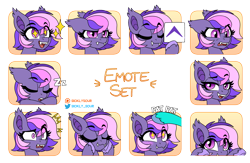 Size: 2227x1456 | Tagged: safe, artist:sickly-sour, derpibooru import, oc, oc only, oc:midnight mist, bat pony, pony, blushing, disgusted, emotes, fangs, female, mare, onomatopoeia, patting, simple background, sleeping, smug, sound effects, starry eyes, transparent background, uwu, wingding eyes, zzz