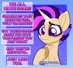 Size: 1440x1348 | Tagged: safe, artist:sickly-sour, derpibooru import, oc, oc only, oc:technicolor, unicorn, motivational, solo, text