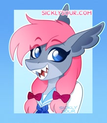 Size: 885x1016 | Tagged: safe, artist:sickly-sour, derpibooru import, oc, oc only, anthro, original species, shark, shark pony, bow, female, hair bow, not pony related, solo