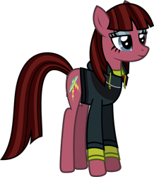 Size: 1236x1417 | Tagged: safe, artist:lightningbolt, derpibooru exclusive, derpibooru import, earth pony, pony, .svg available, clothes, cobra starship, eyeshadow, female, hoodie, lidded eyes, makeup, mare, ponified, shirt, simple background, smiling, solo, standing, svg, transparent background, undershirt, vector, victoria asher