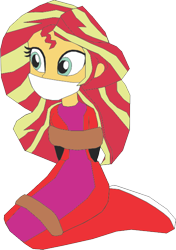 Size: 458x649 | Tagged: safe, artist:caido58, derpibooru import, sunset shimmer, equestria girls, arm behind back, bondage, bound and gagged, gag, kneeling, simple background, solo, tied up, transparent background