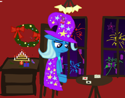 Size: 1280x1007 | Tagged: safe, artist:selfdestruct2, derpibooru import, trixie, christmas, hanukkah, holiday, new year