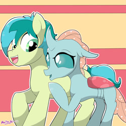 Size: 1024x1024 | Tagged: safe, artist:organizednubmarilyn, derpibooru import, ocellus, sandbar, changedling, changeling, earth pony, pony, female, male