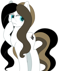 Size: 3908x4706 | Tagged: safe, artist:illumnious, derpibooru import, oc, oc only, oc:chocolate fudge, earth pony, blue eyes, concerned, cute, female, fluffy, simple background, solo, transparent background