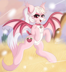 Size: 1920x2088 | Tagged: safe, artist:sethisto, derpibooru import, oc, oc:cream puff, bat pony, collar, valheim