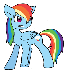 Size: 850x871 | Tagged: safe, artist:cmara, derpibooru import, rainbow dash, pegasus, pony, angry, female, gritted teeth, mare, raised hoof, raised leg, simple background, solo, white background