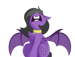 Size: 2160x1620 | Tagged: safe, artist:allyster-black, derpibooru import, oc, oc only, bat pony, bat pony oc, collar, ear tufts, eeee, female, mare, screaming, solo