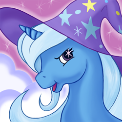 Size: 450x450 | Tagged: safe, artist:lezzlesdrawsponies, derpibooru import, trixie, pony, unicorn, g2, clothes, female, g4 to g2, generation leap, hat, mare, solo, trixie's hat