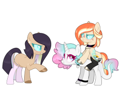 Size: 5130x3460 | Tagged: safe, artist:reptaurdrawsmlp, derpibooru import, oc, oc only, bat pony, earth pony, pony, unicorn, female, high res, mare, ponies riding ponies, riding, simple background, transparent background