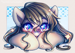 Size: 1414x1000 | Tagged: safe, artist:chaosangeldesu, derpibooru import, octavia melody, abstract background, adorable face, big eyes, blushing, cute, eye clipping through hair, eyebrows visible through hair, eyelashes, heart eyes, hnnng, hoof fluff, looking at you, smiling, sparkles, tavibetes, weapons-grade cute, wingding eyes