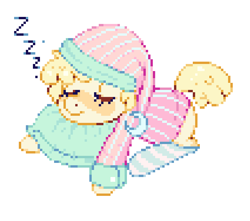 Size: 638x563 | Tagged: safe, artist:kotkkira, derpibooru import, oc, oc only, pony, clothes, pajamas, pillow, pixel art, simple background, sleeping, socks, solo, white background