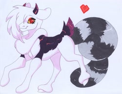 Size: 3871x2968 | Tagged: safe, artist:frozensoulpony, derpibooru import, oc, oc:chiaroscuro, hybrid, female, interspecies offspring, offspring, parent:discord, parent:rarity, parents:raricord, solo, traditional art