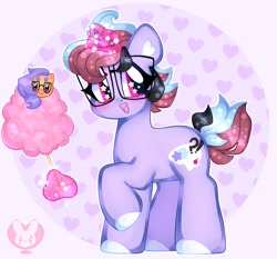 Size: 2683x2500 | Tagged: safe, artist:bunxl, derpibooru import, oc, oc only, pony, unicorn, cotton candy, glasses, levitation, magic, smiling, solo, telekinesis