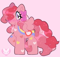 Size: 2413x2300 | Tagged: safe, artist:bunxl, derpibooru import, oc, oc only, pegasus, pony, blushing, bow, hair bow, rainbow, smiling, solo, sparkles, spread wings, wings