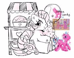 Size: 2048x1600 | Tagged: safe, artist:bunxl, derpibooru import, cotton candy (g3), earth pony, pony, g3, blushing, cotton candy, sketch, smiling, solo