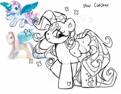 Size: 2048x1600 | Tagged: safe, artist:bunxl, derpibooru import, star catcher, pegasus, pony, photo, sketch, smiling, solo, sparkles