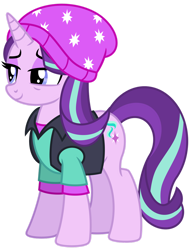 Size: 1024x1356 | Tagged: safe, artist:emeraldblast63, derpibooru import, starlight glimmer, pony, unicorn, equestria girls, mirror magic, spoiler:eqg specials, accurate, bags under eyes, beanie, equestria girls ponified, female, hat, mare, ponified, redesign, simple background, solo, transparent background, vector