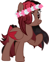 Size: 1024x1289 | Tagged: safe, artist:reptaurdrawsmlp, derpibooru import, oc, pegasus, pony, female, floral head wreath, flower, mare, simple background, solo, transparent background, two toned wings, wings