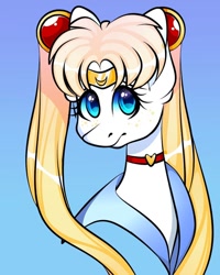 Size: 1080x1350 | Tagged: safe, artist:tessa_key_, derpibooru import, earth pony, pony, bust, choker, clothes, eyelashes, female, gradient background, mare, ponified, sailor moon, sailor moon redraw meme, serena tsukino, solo