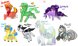 Size: 2000x1200 | Tagged: safe, artist:lavvythejackalope, derpibooru import, oc, oc only, earth pony, pegasus, pony, unicorn, clothes, colored hooves, earth pony oc, hoof fluff, horn, lying down, obtrusive watermark, pegasus oc, prone, running, scarf, simple background, smiling, unicorn oc, watermark, white background