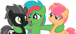 Size: 1536x697 | Tagged: safe, artist:pegasski, derpibooru import, oc, oc only, earth pony, pegasus, pony, base used, earth pony oc, eyelashes, female, frown, mare, pegasus oc, side hug, simple background, smiling, transparent background, two toned wings, wings