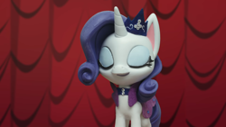 Size: 1920x1080 | Tagged: safe, derpibooru import, screencap, rarity, pony, fashion failure, my little pony: pony life, my little pony: stop motion short, eyes closed, solo, stop motion